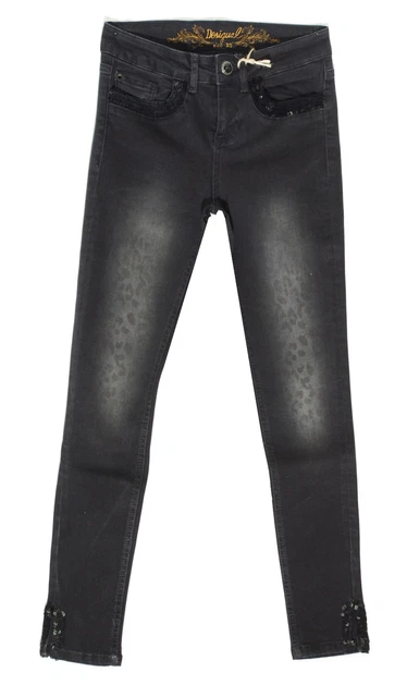 Jean Desigual Exotic Rouge Skinny - Taille 42, Coton, Entrejambe 70cm, Occasion Très Bon état