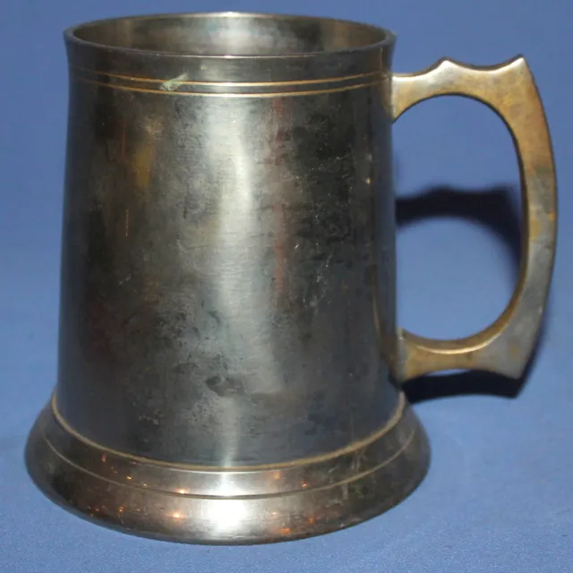 Antique silver plated brass beer mug tankard