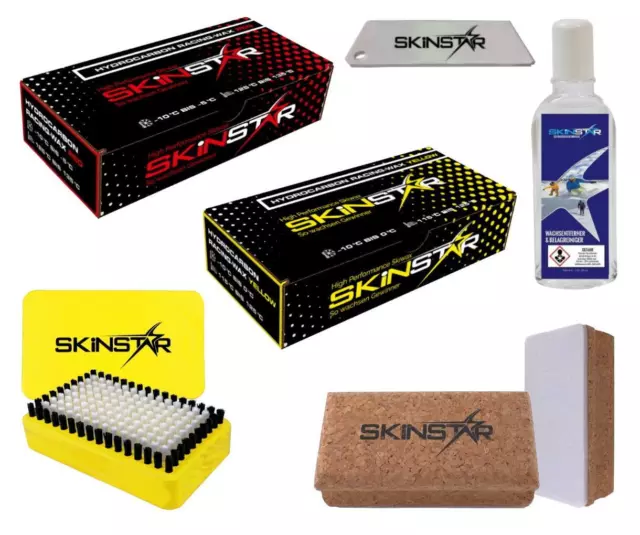 SkinStar Starter Ski Wachs Set, Performance Wax Bürste Hydrocarbonwachs 6-teilig