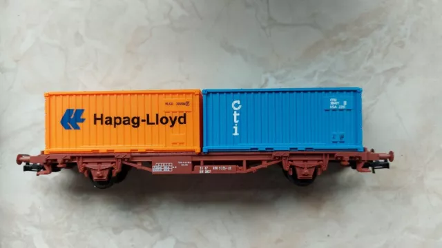 JOUEF wagon plat porte conteneur  cti hapag lloyd hornby lima rivarossi ho roco.