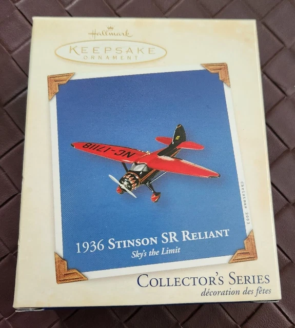 NEW 2003 Hallmark Ornament 1936 Stinson SR Reliant Sky's The Limit Plane Series