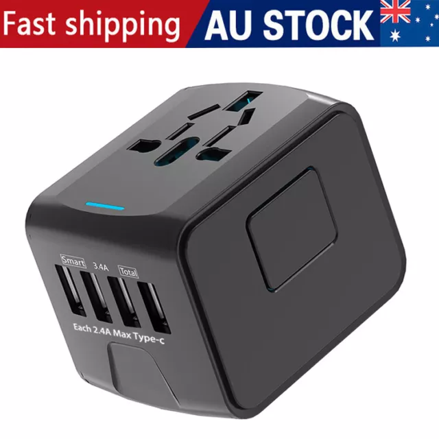 International Universal Travel Adapter 3 USB &Type-C Outlet Converter Plug Power