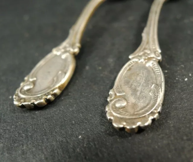 Antique 800Ag. solid silver Germany pair small mustard caviar spoons 3