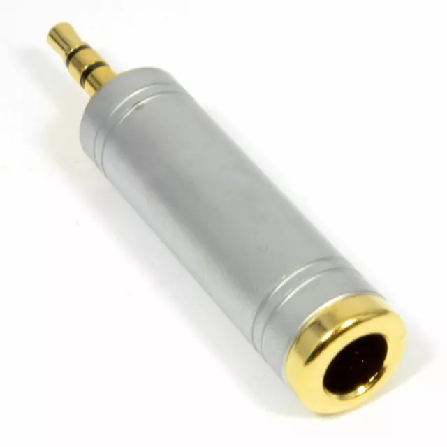 PRO 6.35mm Stereo Socket to 3.5mm Stereo Jack Adapter GOLD