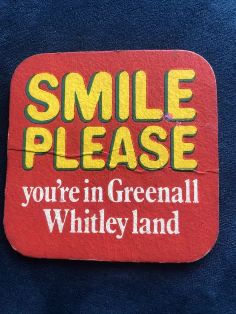 Vintage GREENALL WHITLEY ~  SMILE PLEASE ~ Vintage  Beer Mat