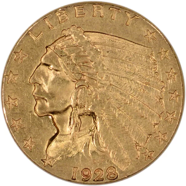 US Gold $2.50 Indian Head Quarter Eagle - Almost Uncirculated - Random Date