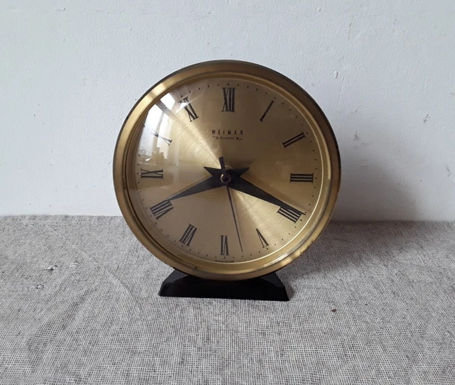 Tischuhr Kaminuhr WEIMAR electric - DDR - Quartz - Made in GDR | Messing