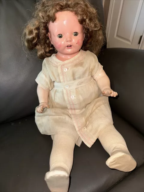 Antique EIH Co. Composition Doll  Baby Doll Horseman 20 inch 1920's