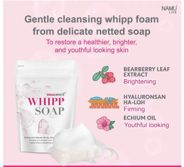 6X 10X SNAIL WHITE WHIPP SOAP Bar Whip Foam Facial Clean Skin Bright Whitening 2