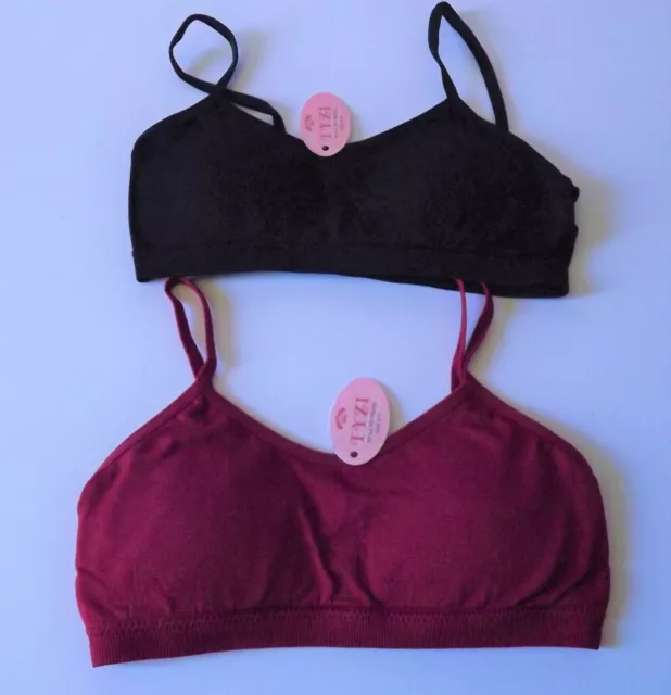 TIZI Lot 2 Brassières avec mousse 8/10 Ans Fille Noir & Bordeaux NEUVE