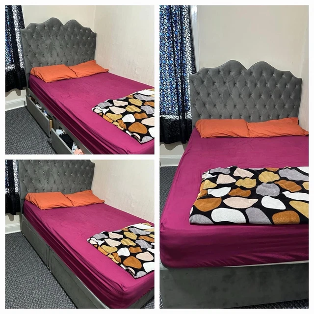 DOUBLE BED FRAME With Mattress And Storage Drawers £200.00 PicClick UK