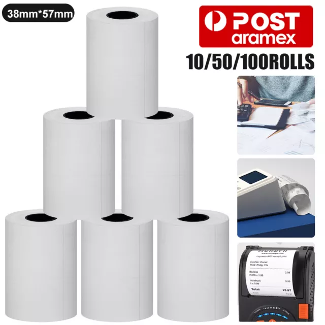 100 Bulk Rolls 57x38mm Premium EFTPOS Thermal Paper Cash Register Receipt Rolls