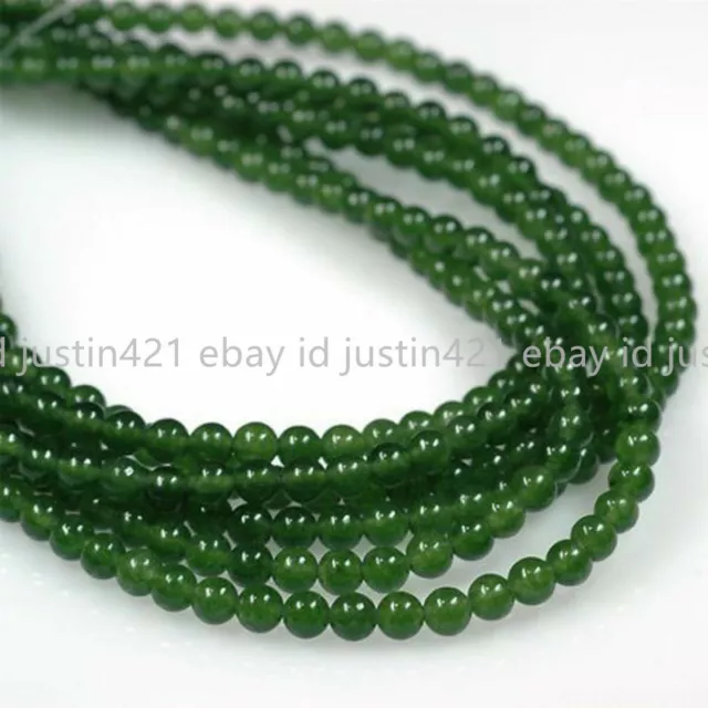 Natural Genuine 4mm Green Nephrite Jade Round Gemstone Loose beads 15Inch AAA