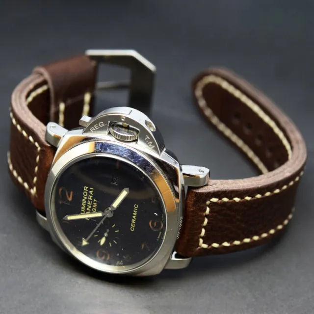 Cinturino vintage in pelle marrone fatto a mano per orologi Panerai da 20-26 mm