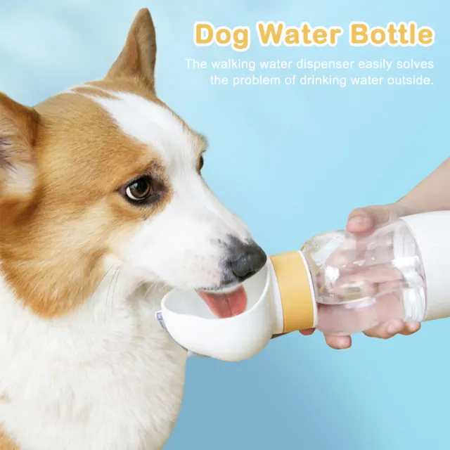 Botella de agua transparente de viaje transparente para perros de 350 ml taza de comida