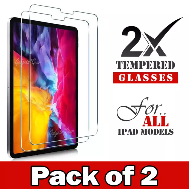 2X Tempered Glass Screen Protector For Apple iPad 10th 9th 8th 6th Gen Air 5 4