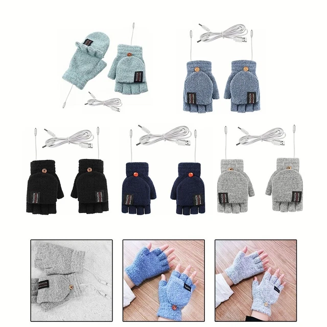 Winter USB Powered Electric Mitten Heated Gloves Fashionable Knitted Warmers