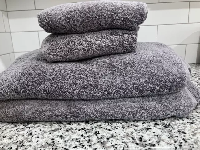 Purely Indulgent 100 Percent Hygrocotton Set of 2 Bath Towels, Gun Metal