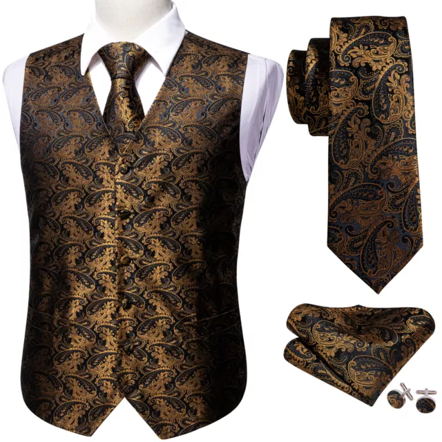 Gilet gilet gilet da uomo Paisley aderente all'esterno in seta jacquard woevn set cravatta