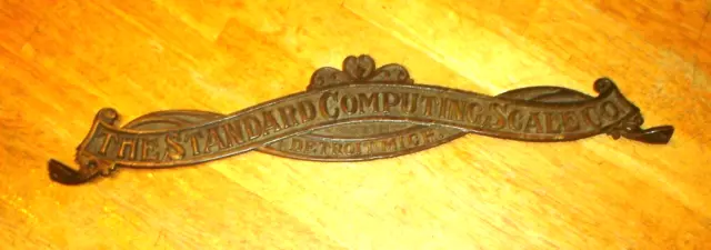 Antique/Vintage The Standard Computing Scale Co. Solid Brass 2-Sided Topper Sign
