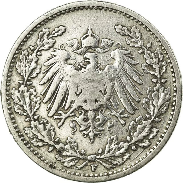 [#698171] Monnaie, GERMANY - EMPIRE, 1/2 Mark, 1905, Stuttgart, TB, Argent, KM:1