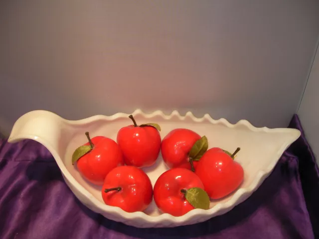 Vintage Large Oak Leaf Boat White Milk Glass Table Fruit Serving Bowl Unique