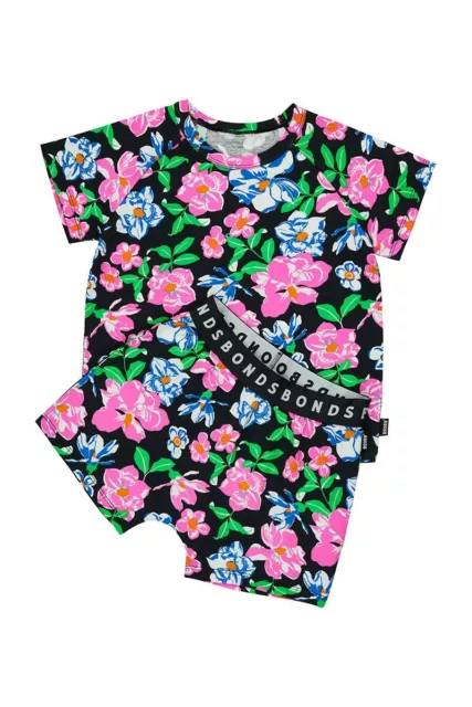 Bonds Kids Sleep Short Sleeve Short PJ Set sizes 3 5 6 7 8 Colour Bolero Blooms