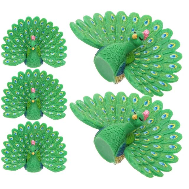 5 Pcs Mini Figurine Peacock Trinkets Flower Pots Decorations