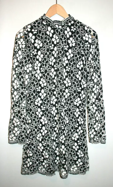 Womens TRACY REESE Black & White Floral Knit Long Sleeve Dress Size 4