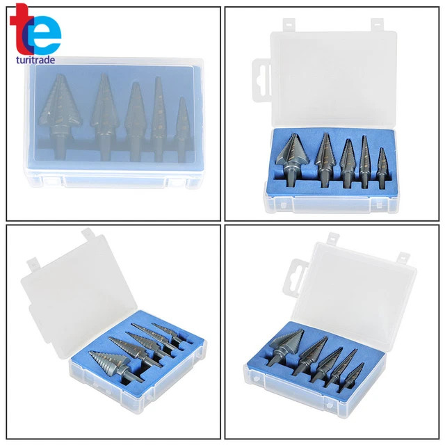 5pieces Step Drill Bit Set Black Oxide M2 Multiple Hole 50 Sizes 1/8- 1-3/8" HSS