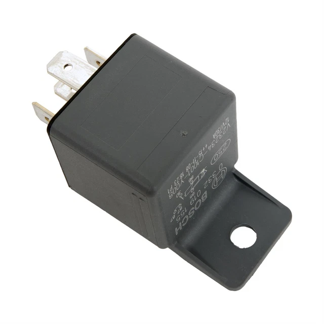 BOSCH MINI RELAY 12V 30Amp N/O 5 Pin w/ Fixed Bracket Diode Protect ...