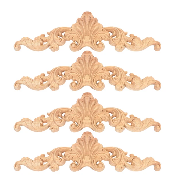 4 apliques de madera hágalo usted mismo para tallar cama sin pintar apliques decorativos de madera