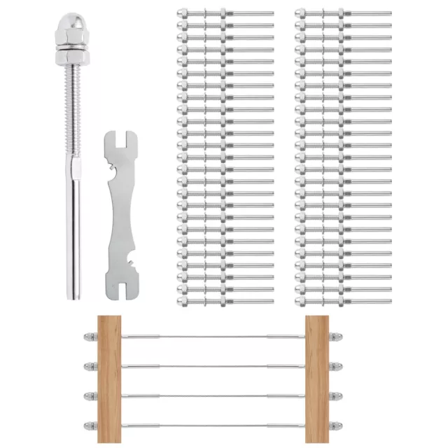 VEVOR 51 Pack Cable Railing Swage Threaded Stud Tension 3.2mm End Fitting