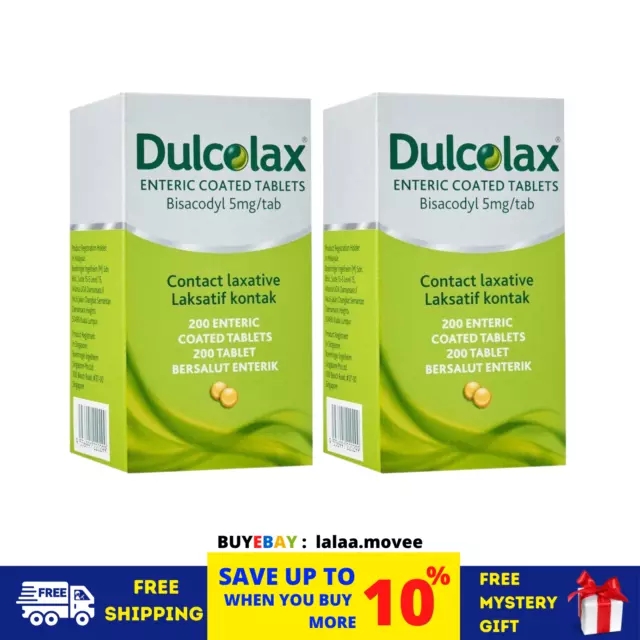 2 boîtes de comprimés DULCOLAX (Bisacodyl 5 mg) 200 pour le soulagement de...