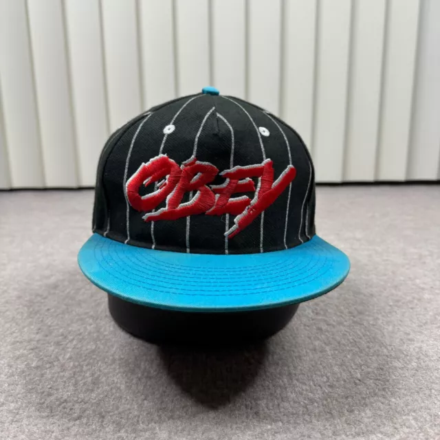 OBEY Hat Snapback Cap Black One Size Adults Box Logo Embroidered Streetwear