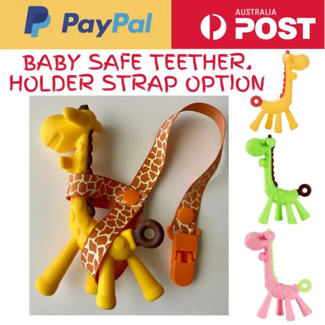 Baby Giraffe teething toys Holder Strap Food Grade Silicone Freezable Chew Toy
