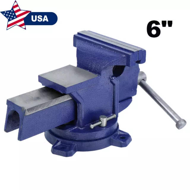 6" Heavy Duty Steel Bench Vise Anvil Swivel Table Top Clamp Locking Base