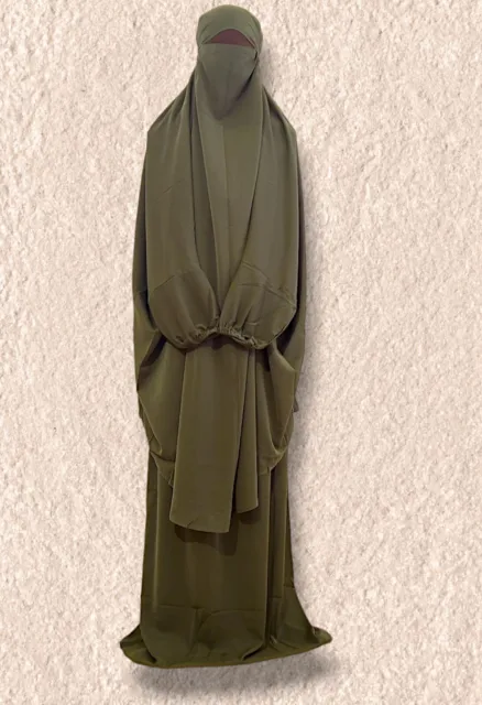 Jilbab de 2 piezas | Vestido Modesto |Khimar | falda | Islamic | Muslim | Verde