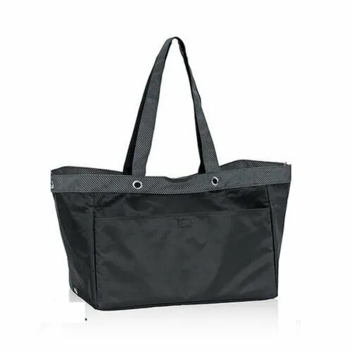 Thirty one soft Utility tote 31 drawstring shoulder tote bag Black Twill Stripe