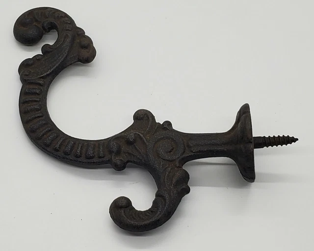 Antique Ornate Hook Cast Iron Hanger Hardware
