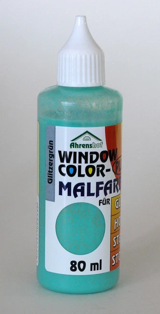Ahrenshof Window Color Plus Fenstermalfarbe Glitzergrün 80 ml