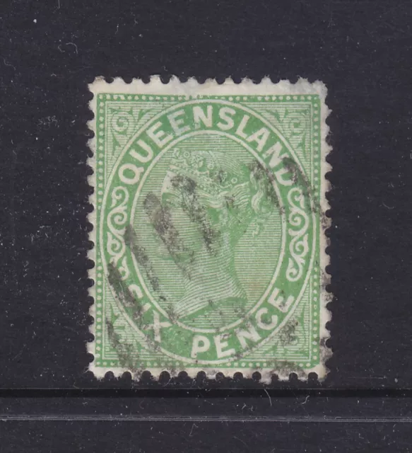 QLD:  1882  2ND SIDEFACE QV  6d GREEN   SG 196  V.F.USED