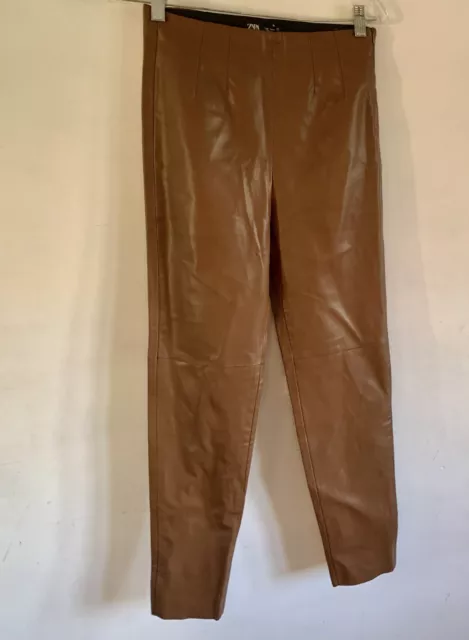 ZARA TAN BROWN High Waisted Fitted Leggings Jeggings Pants Trousers Size:  Medium £22.00 - PicClick UK