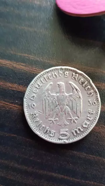 Dr Deutsches Reich 5 Mark Reichsmark 1939 A Hindenburg Jaeger  367 Silber Vz 2