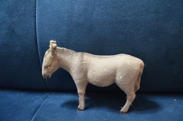 Ancien Santon Devineau âne Floqué 10 Cm - Crèche De Noël Traditionnelle