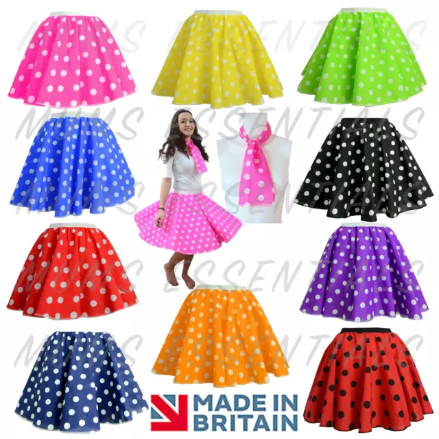 KIDS Polka Dot Skirt GIRLS Fancy Dress 1950's COSTUME Rock n Roll Grease Costume