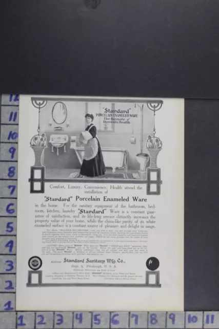 1907 Edwardian Bathroom Decor Sink Tub Standard Co Pittsburg Vintage Ad Ef012