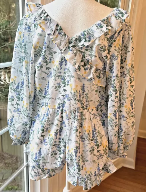 Janie and Jack Girls Long Sleeves Romper Floral Size 10