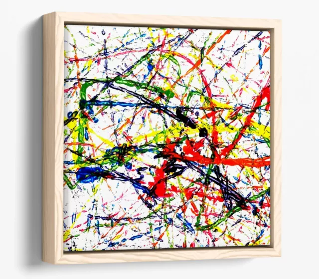 Jackson Pollock 13 Square Canvas Wall Art Float Effect/Frame/Poster Print-Red