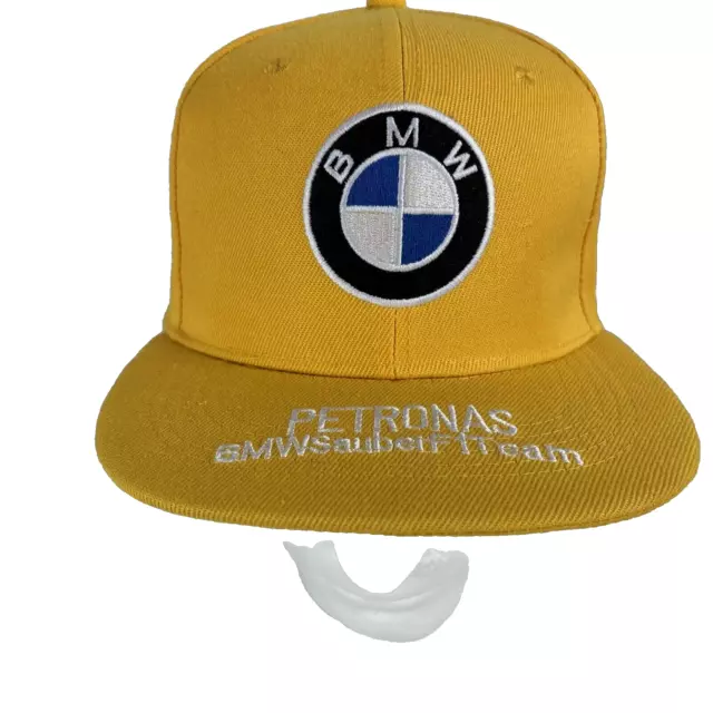 Rare BMW Petronas Sauber F1 Intel BMW 1 Racing Team Cap Yellow Snapback Hat